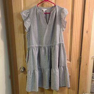 Women’s Navy Stripe Tiered Dress